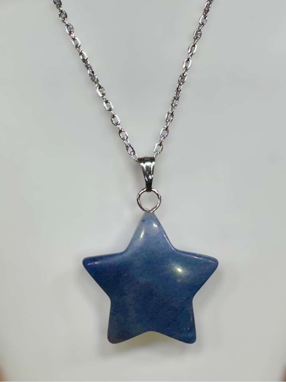 Thick Sodalite Blue Star Pendant Necklace